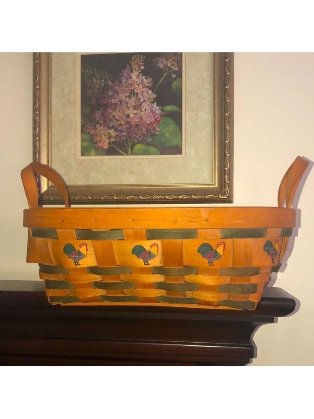 Country Woven Collection NY Rooster Art Apple Fruit Egg Basket
